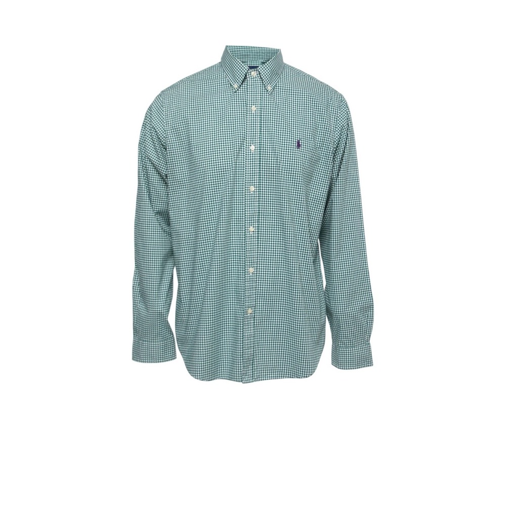 Ralph Lauren Classic Fit Gingham Button Down Shirt Mens XXL Green Cotton Stretch